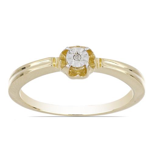 0.006 CT G-H, i2-i3 WHITE DIAMOND DOUBLE CUT GOLD PLATED STERLING SILVER RINGS WITH MAGICAL TIKLI SETTING #VR027086